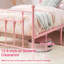 Ensemble de chambre à coucher 3 pièces avec lit plateforme simple rose et ensemble de table de chevet et de table de chevet rose 2 pièces