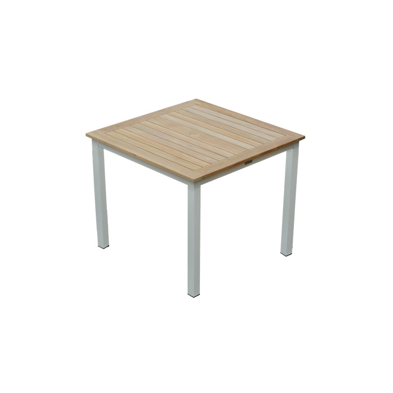 SoHo 36" Square Teak Aluminum Outdoor Dining Table, White