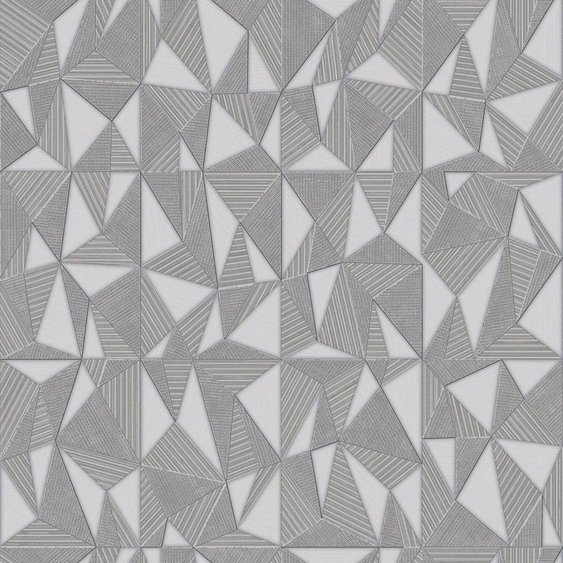 Geometric Triangle Pattern Embossed Wallpaper, Silver