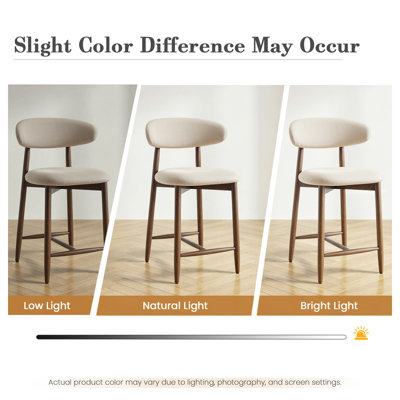 Upholstered Counter Height Bar Stool with Solid Wood legs