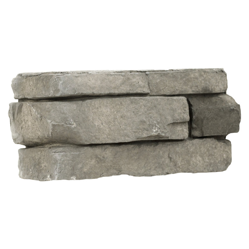 Terraforma 9 in. x 20 in.Manufactured Stacked Stone Ledger Corner Wall Tile, Marin Ashby