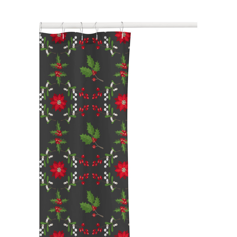 Rideau de douche Botanical Poinsettia, Gris anthracite