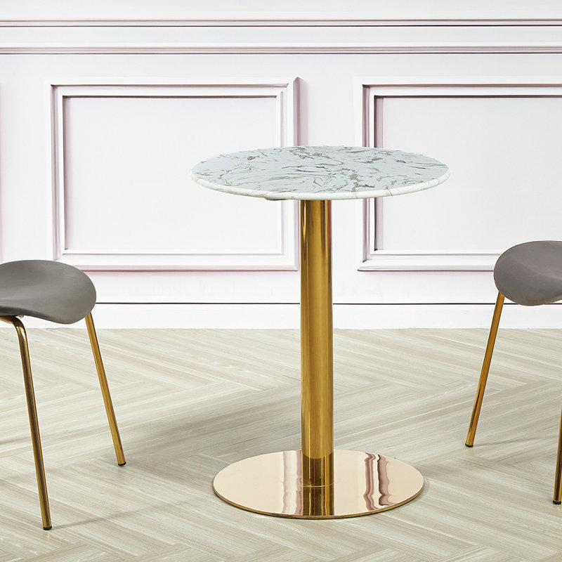 Carrington Round Metal Base Dining Table, White
