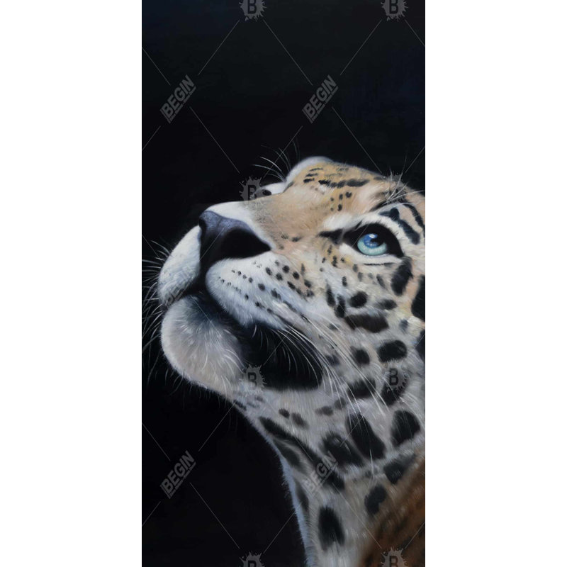 Realistic leopard face - 15.75"x31.50" Desk mat