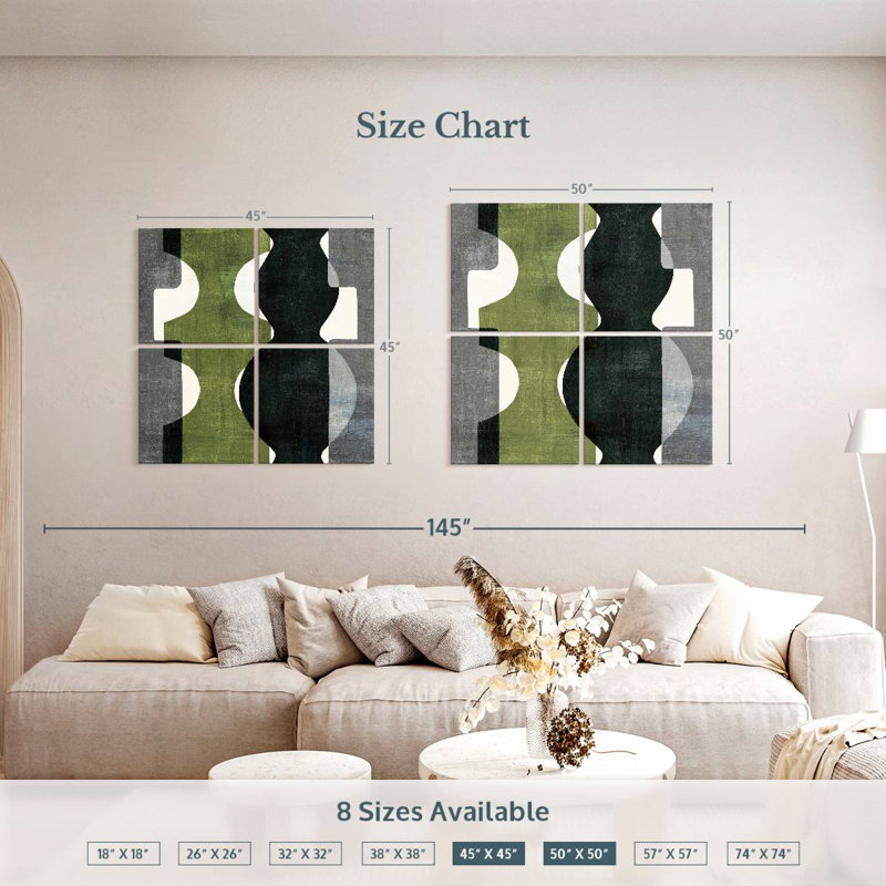 Geometric Deco With Green, H 45 po x l 45 po