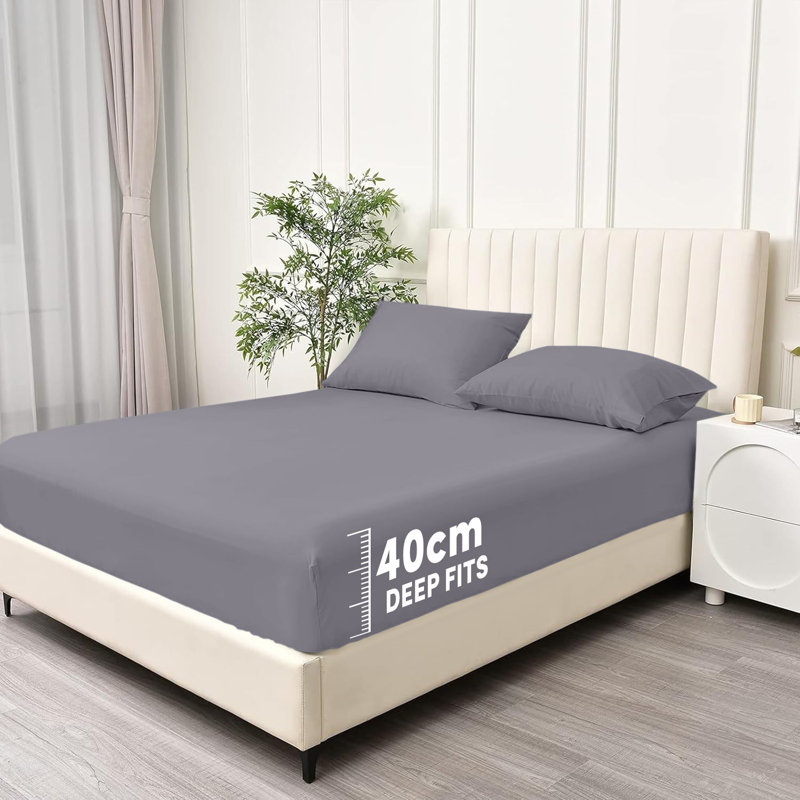 Super Soft Extra Deep Pocket Microfiber Brushed Fitted Sheet, Single (3'), Grey