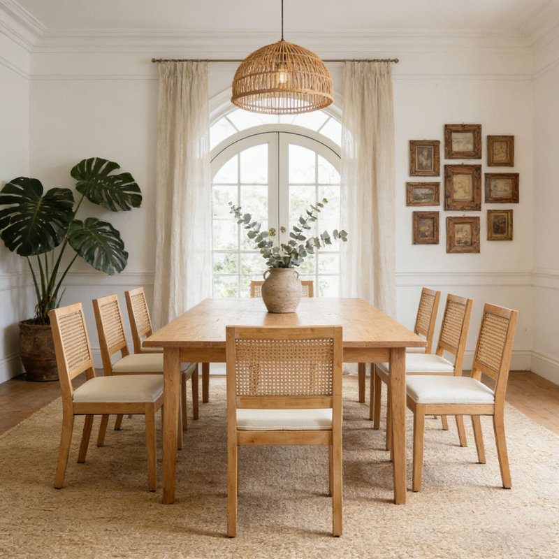 Ensemble de chaises de salle à manger en rotin Farmhouse, Beige