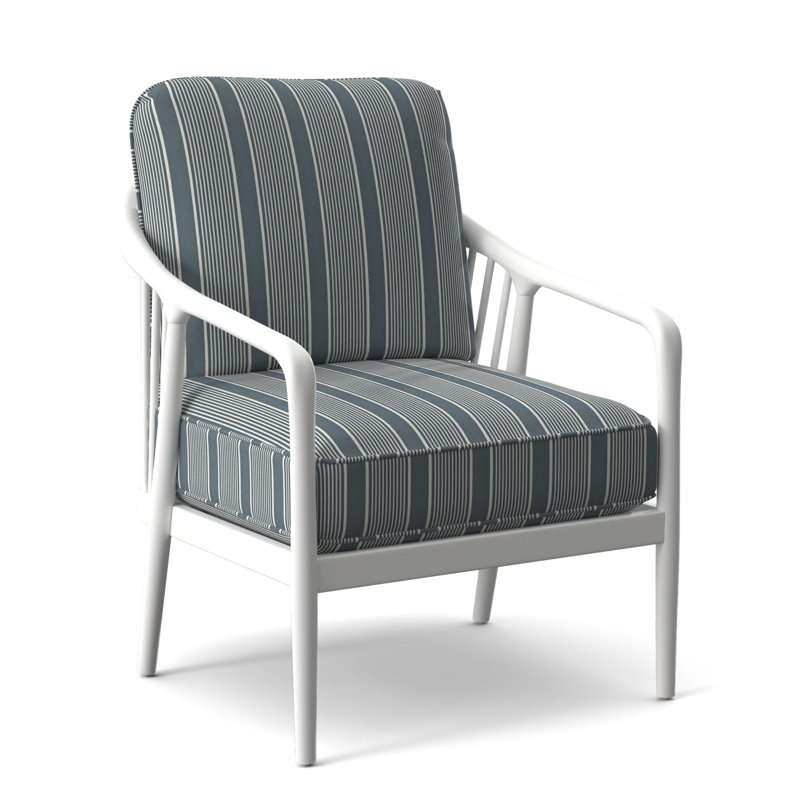 Fauteuil l 23 po Guinevere, Blanc givré, Tissu performance bleu clair 0851-55