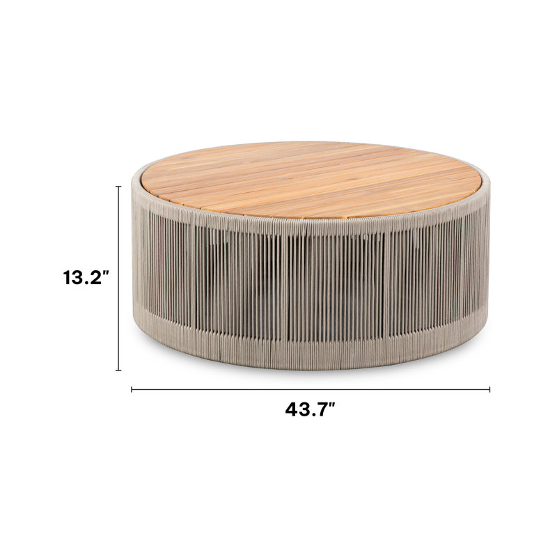 Table basse d'extérieur en bois d'acacia avec côtés en corde Layton