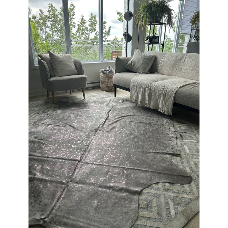 Dark Silver Metallic Cowhide Rug