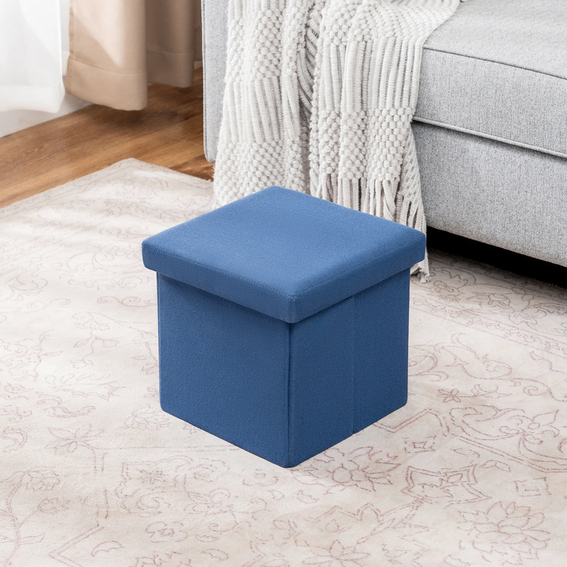 Repose-pieds cubique avec rangement, Bleu