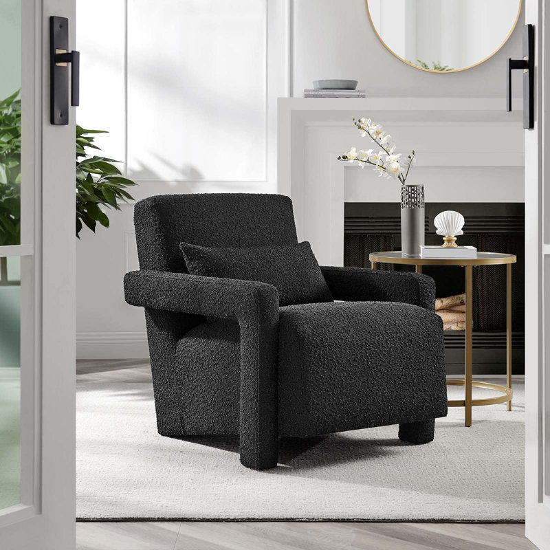 Modway Mirage Boucle Upholstered Armchair, Black 100% Polyester