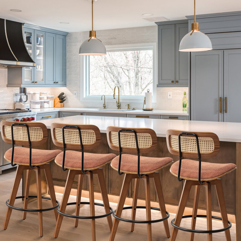 Sirine 66.8cm Swivel Bar Stool, Orange