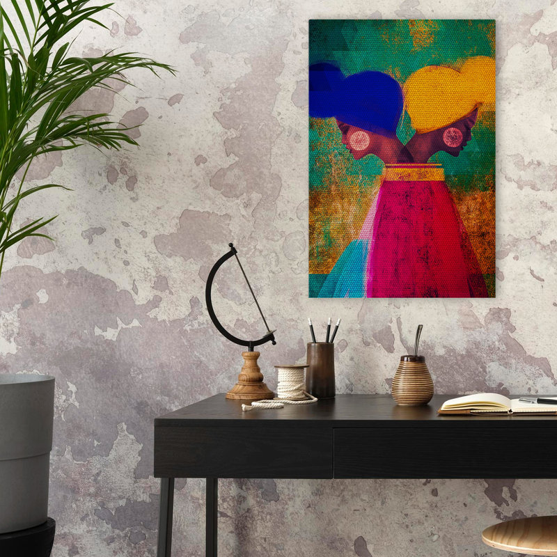 Easy Ease (Vibrant) - Figuratif contemporain multicouleur, H 24 po x l 16 po