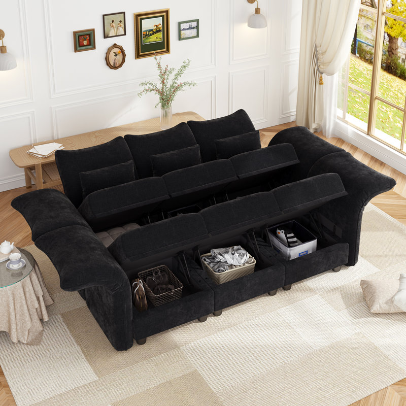 12-Piece Oversized 114.2'' Wide Chenille Freely Combined Modular Sofa Bed King Sleeper Variable Livingroom Large U Shaped Sofa Storage Couch Green