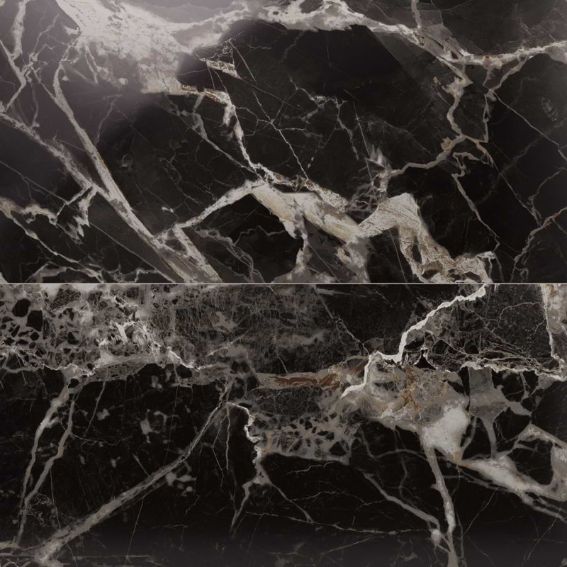 Gaverno X 48 po Carrelage mural et de plancher en porcelaine polie aspect marbre (15,49 pieds carrés / caisse), Noir et or