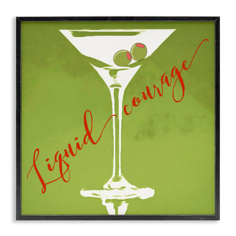 Liquide Courage Sassy Martini, estampe numérique encadrée par Graffi * Tee Studios, Giclée encadrée noir minuit