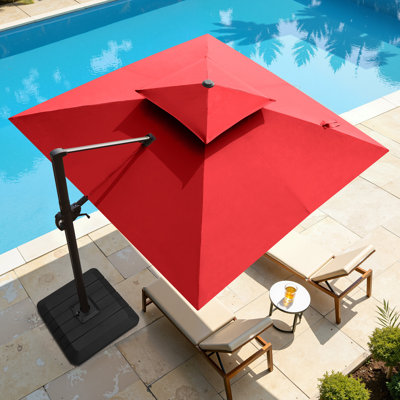 Parasol carré en porte-à-faux 10 pi x 10 pi avec base lestée