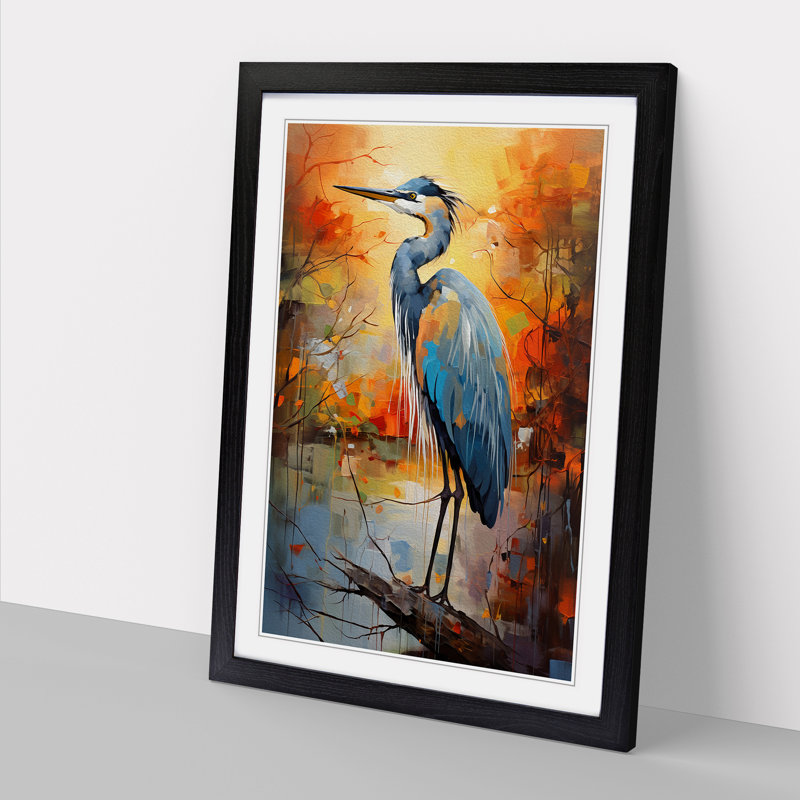 Heron Expressionism - Framed Print