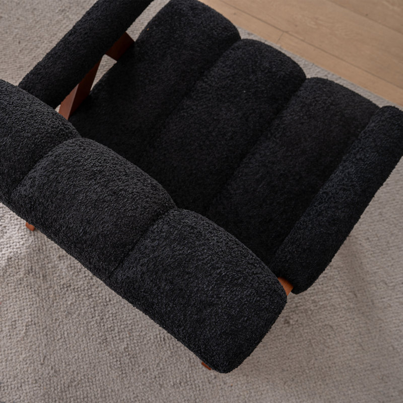Chaise moderne en bois massif et tissu chenille, 1, Noir