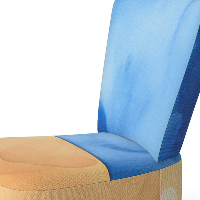 Chaise d'appoint, motif floral beige tapissé - motif floral beige II, Bleu / orange clair