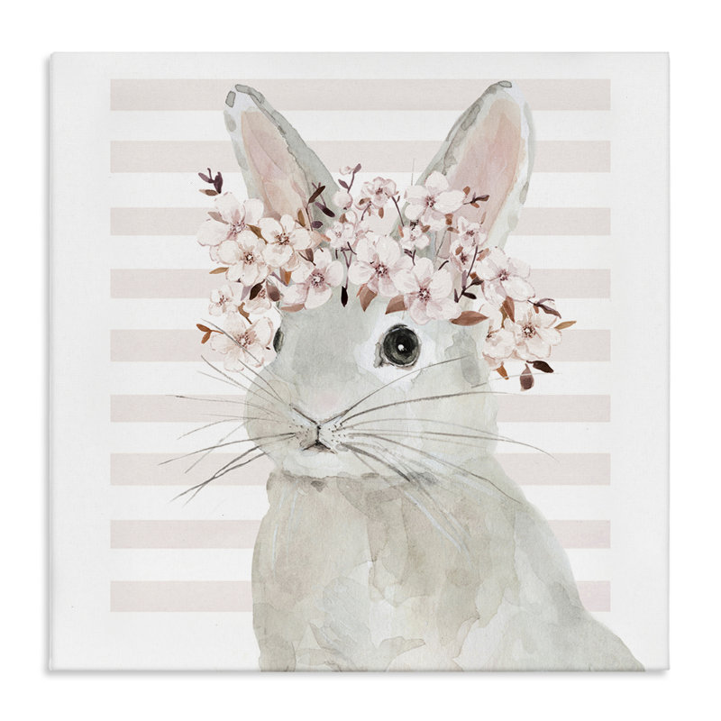  «Cherry Blossom Bunny», art mural sur toile par Jessie Perry, H 24 po x l 24 po