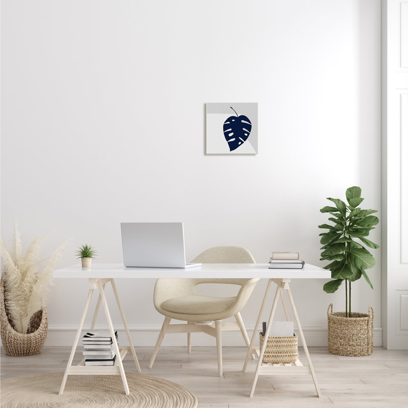 «Tropical Monstera Blue Silhouette Sharp Grey Angles» par Ruth Fromstein - impression, Toile tendue