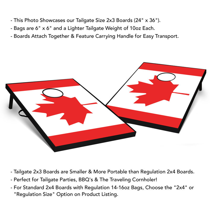 2' X 3' Canadian Flag Tailgate Size Cornhole Set