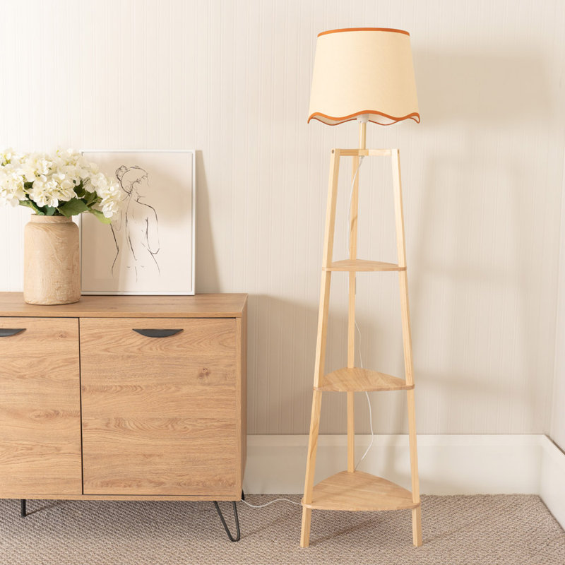 Arleigh 156.2 H cm Traditional Floor Lamp, Yes, Natural/Red, Natural
