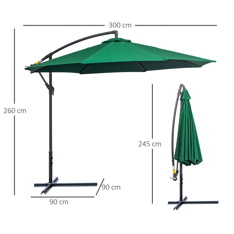 Breanne Tilt Cantilever Parasol, 260 cm H x 300 cm W x 300 cm D, Green