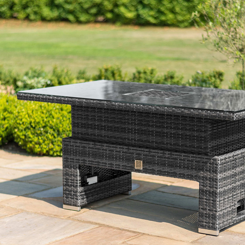Maoli Rectangular Metal Outdoor Dining Table , 144.5cm cm W 85cm cm D, Grey
