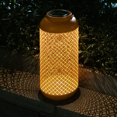 Outdoor Metal Solar Powered Lantern 17"H