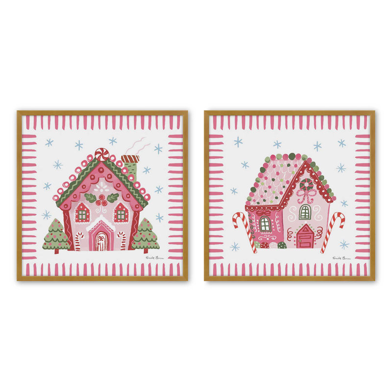 Ensemble de 2 estampes Ribboned Holiday, Or poli, 12 po x 12 po