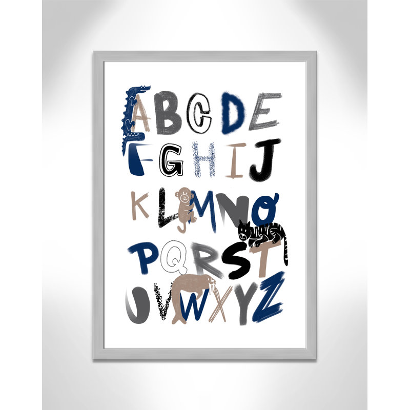 Critter Alphabet 1, impression sur papier, H 34,5 po x l 24,5 po x P 0,6 po, Encadré plat argent