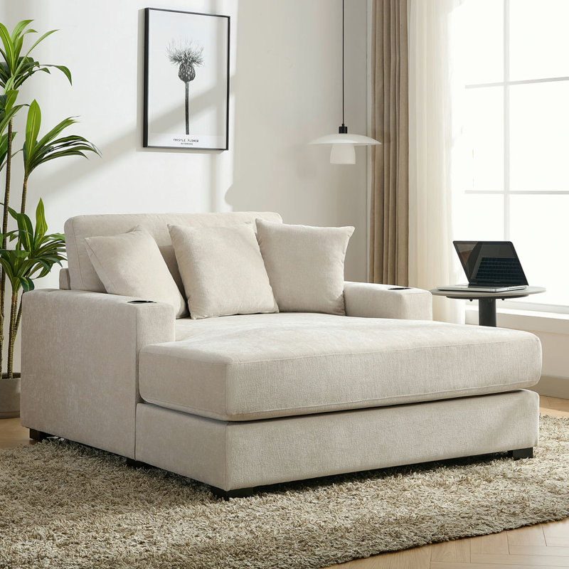 Chaise longue surdimensionnée 55 ", Chenille crème