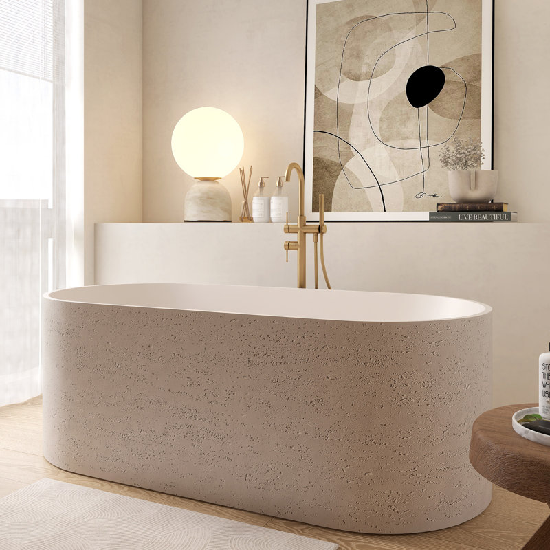 Baignoire de trempage profonde autoportante en résine 63 po
