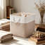 13 cubes de rangement 13 x 13 pouces, bacs de rangement pliables en tissu avec poignées, panier pliable pour organiser les vêtements, les jouets, les livres, blanc et beige