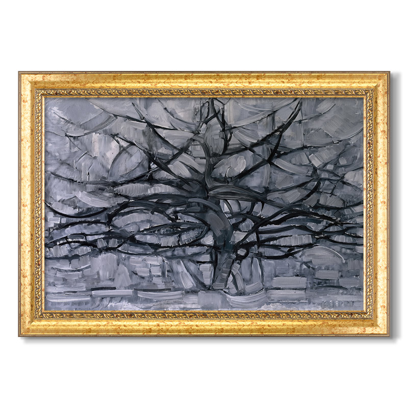 «The Grey Tree» par Piet Mondrian sur toile encadrée sur mesure, Tuscan Gold Leaf (or Mottled Gold Acanthus), Non, 30 x 42