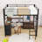 Loft Bed With Desk, LED Light, Storage Shelves, And Charge Station-1383466964