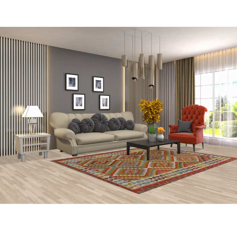 Multolor Kilim Reversible Wool Rug 6x8
