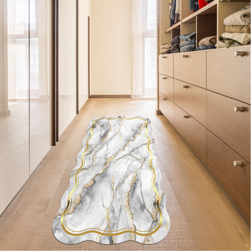 Premium Non-Slip Hall Carpet (2.6 x 6.6 Feet), Grey, 100% Polyester | 1200 Grams/sq Meter, 10 mm Pile Height | Antibacterial, Machine Washable at 86°F | Easy to Clean, Durable Leather Sole, Modern Design