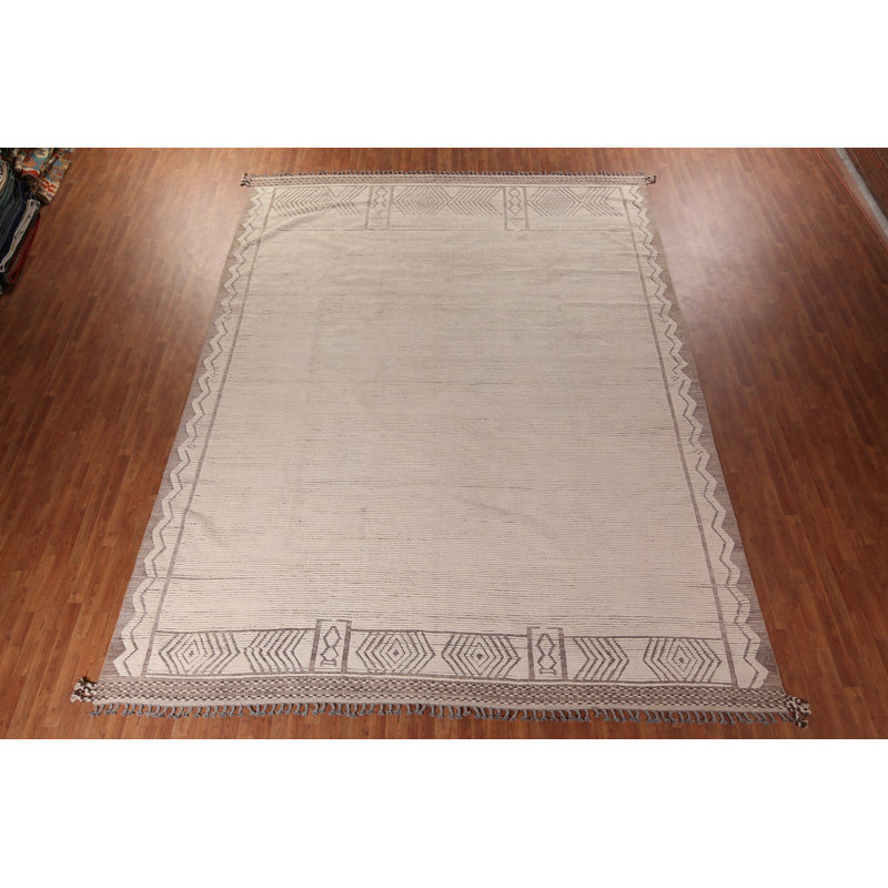 Ivory Handmade Moroccan Oriental Large Rug