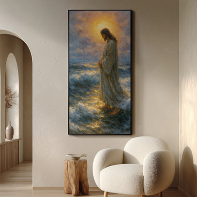 Extra Large Wall Art Fabric Print - Jesus Faith Artwork Artwork Decor for Living Room or Bedroom - "Frame Assembly Required (Unfinished Frame)"