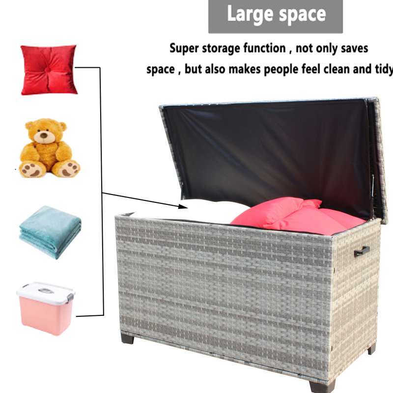 Patio Storage - Grey. 148 Capacity. Strengthened Lid With Pp Board. Interior. Handles For Movement. Pe & Steel. Assembly Required In Grey 148 Gallon Strong And Waterproof Feature. Spacious