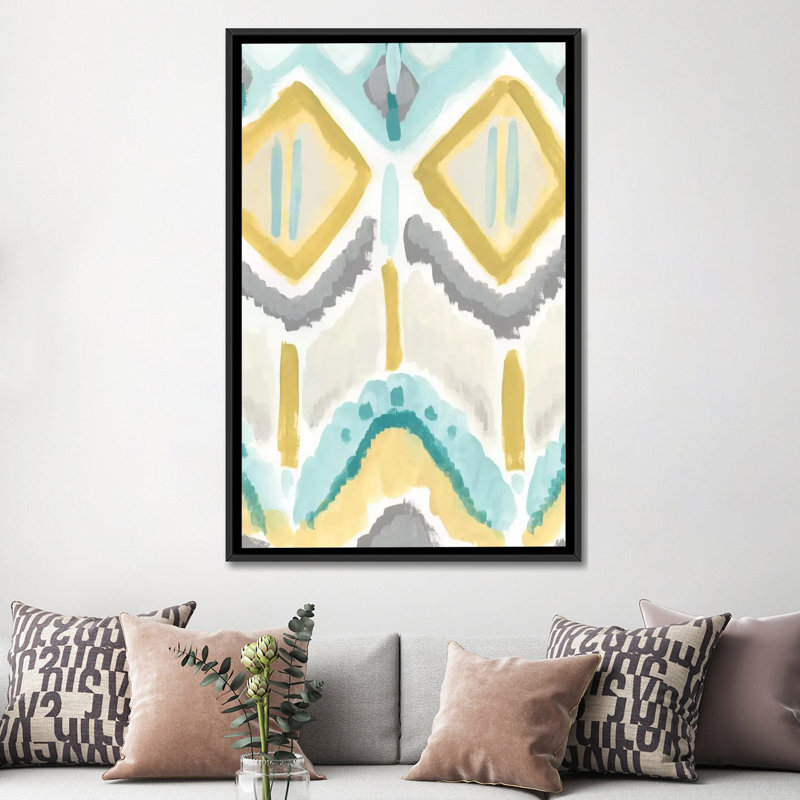 « textile impression ii », reproduction sur toile, H 26 po x l 18 po x P 1,5 po, Toile avec cadre noir, Pas de tapis