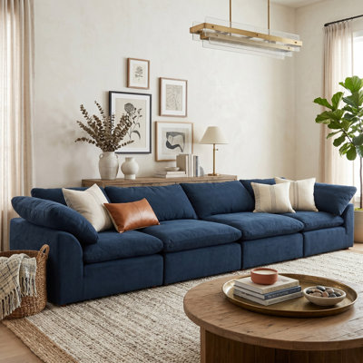 Mielke Cloud-Inspired 176" 4 Piece Oversized Deep Lounge Slipcovered Modular Sofa | Performance Fabric Washable Water-Resistant Stain-Proof | Deep-Seating Down-Filled Couch | Plush Cushions, Modern Design