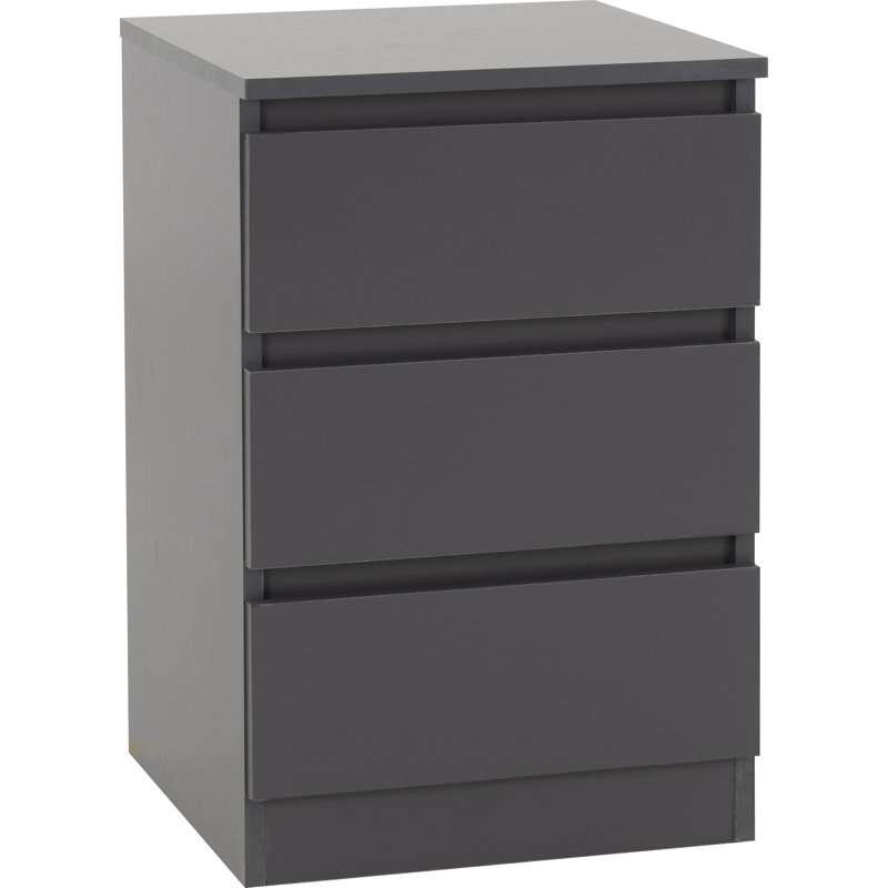 Braunstein 3 Drawer Bedside Table, Grey