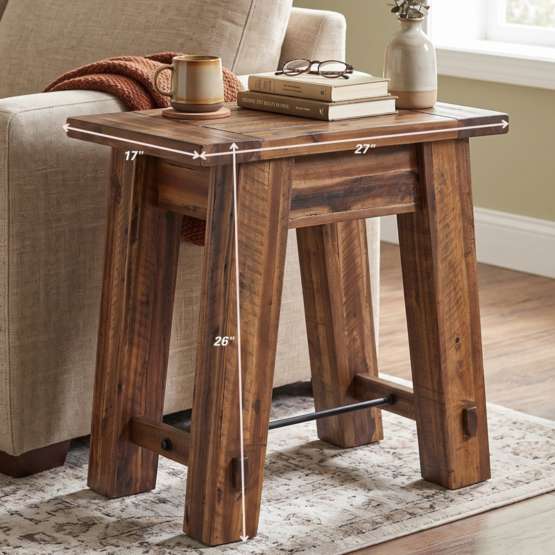 Table d'appoint en bois massif de 27 po Daryl, Brown