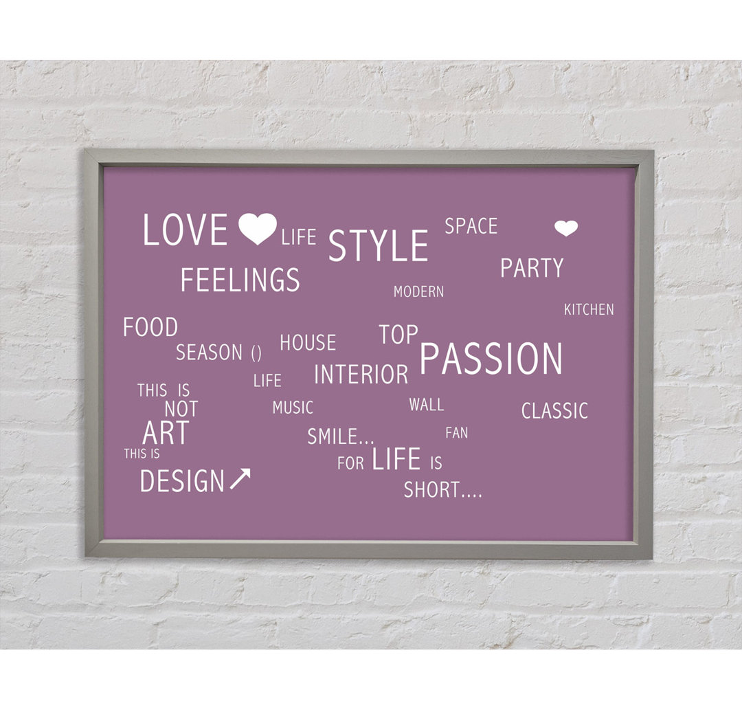 Love Life Dusty Pink - Einzelner Bilderrahmen Typografie auf Leinwand