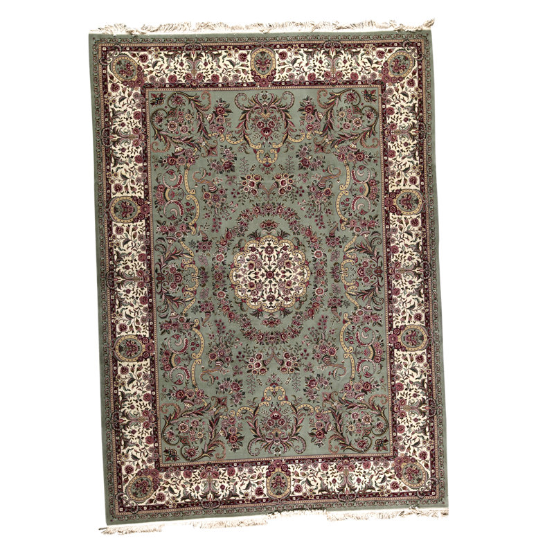 Tapis vert clair noué à la main de haute qualité
